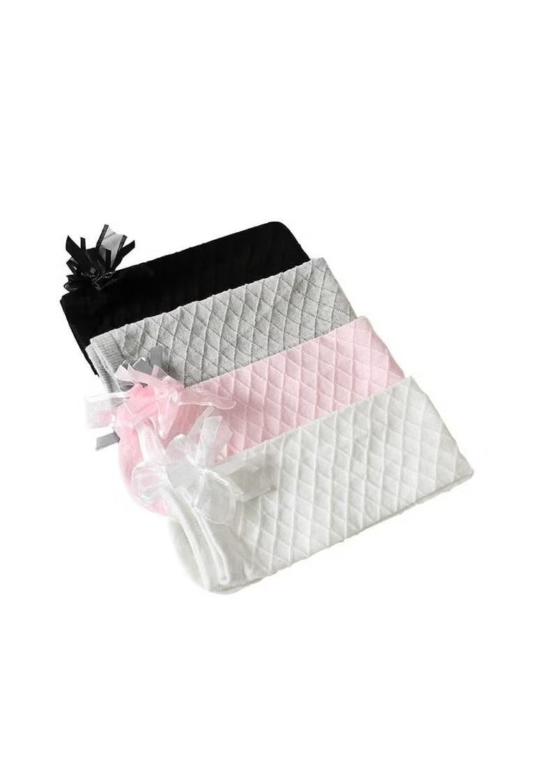 Girls Stockings, 4 Pairs Little Girl's Knee High Socks Over Calf Kids Overknee Stockings Bow Style, Middle Tall Socks Bow Mesh Diamond Check Heelless Straight Children's Socks (for 2-10 Years) - Image 3